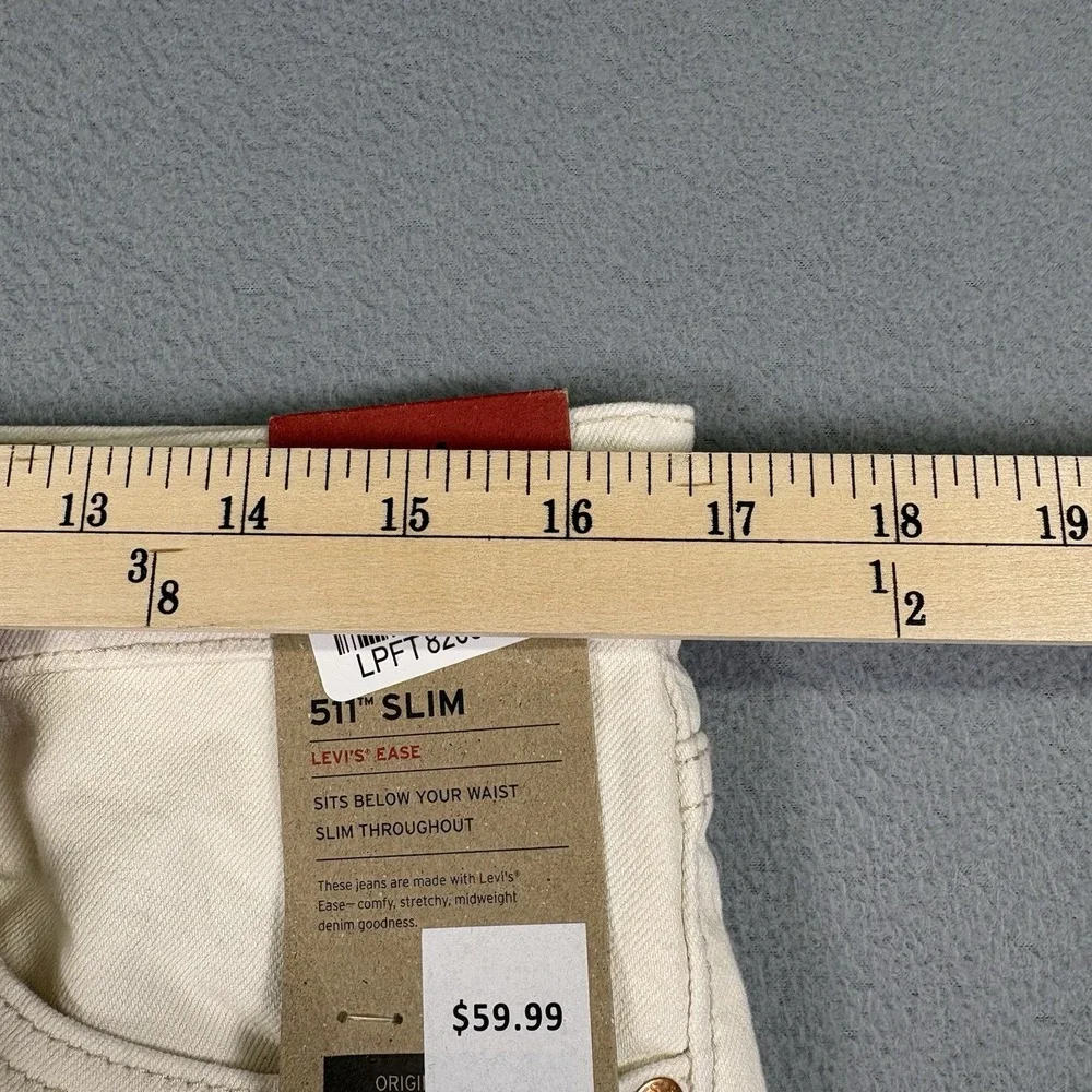 Levis 511 Slim Jeans Mens 34x32 White Stretch Denim Levi's Ease NWT